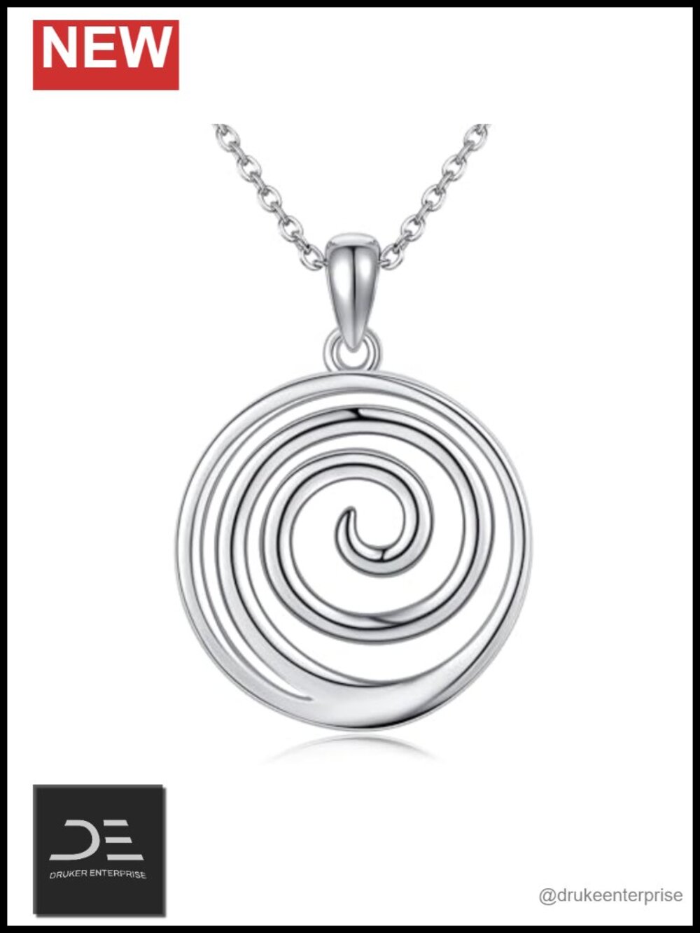 925 Sterling Silver Spiral Swirl Pendant Necklace for Women, Hypoallergenic